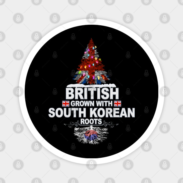 British Grown With South Korean Roots - Gift for South Korean With Roots From South Korea Magnet by Country Flags